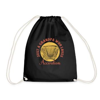 Just A Grandpa Who Loves Accordion Music Polka - Turnbeutel - Schwarz - Vorne