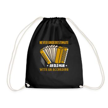 Never Underestimate An Old Man With An Accordion M - Turnbeutel - Schwarz - Vorne
