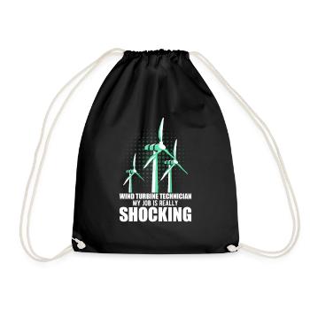 Wind turbine, wind power, wind energy - Drawstring Bag - black - Front