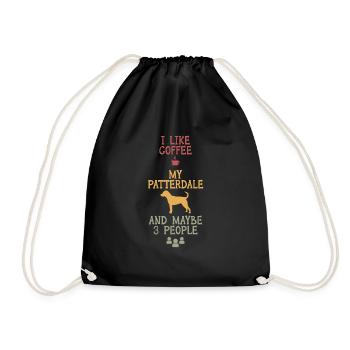 I like coffee my Patterdale and maybe 3 people - Drawstring Bag - black - Front