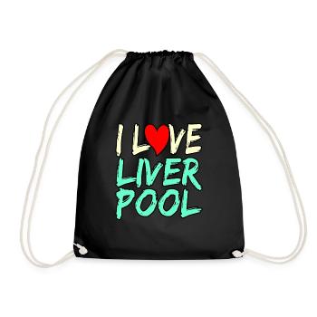 I love Liverpool gift - Drawstring Bag - black - Front