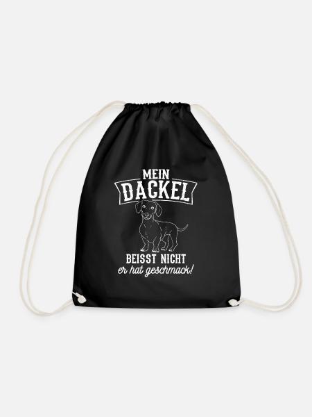 Mein Dackel beisst nicht, er hat Geschmack Dackel - Turnbeutel - Schwarz