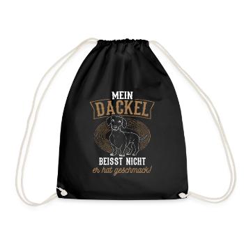 Mein Dackel beisst nicht, er hat Geschmack Dackelh - Turnbeutel - Schwarz - Vorne