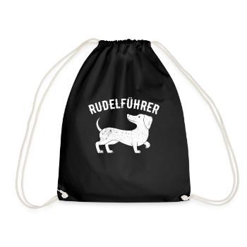 Dachshund Dackel Rauhaardackel Rudelführer Hundeli - Turnbeutel - Schwarz - Vorne