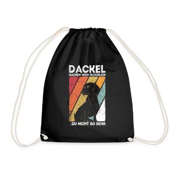 Dackel machen mich Glücklich Dackel Dachshund Spru - Turnbeutel - Schwarz - Vorne