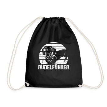 Dachshund Dackel Rauhaardackel Rudelführer Hundeli - Turnbeutel - Schwarz - Vorne