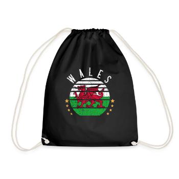 Wales UK Football World Cup Gift - Drawstring Bag - black - Front