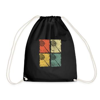Badminton Racket Badminton Retro - Drawstring Bag - black - Front