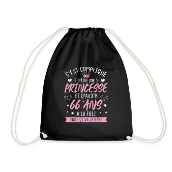 Une princesse et d'avoir 66 ans, Cadeau 66 ans - Sac de sport léger - noir - Devant
