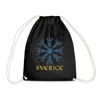 Viking Compass Vegvisir Swede Sverige Gift - Drawstring Bag - black - Front