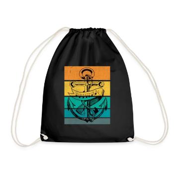 Retro Papitän Vatertag Boot Schiff Papa - Turnbeutel - Schwarz - Vorne