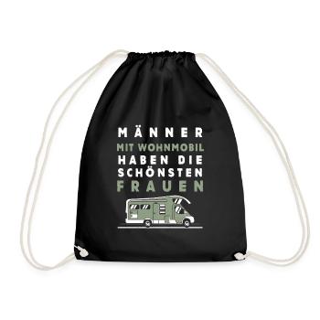 Cooles Camper, RV, Wohnmobil, Carvan Spruch Shirt - Turnbeutel - Schwarz - Vorne