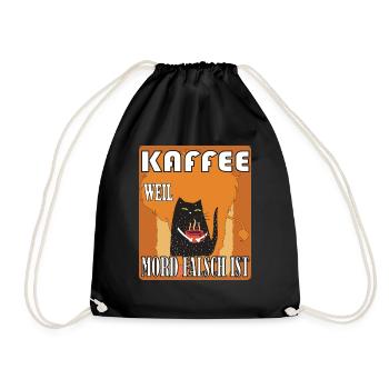 Katze mit Kaffee im Retro Vintage Stil Miau! - Turnbeutel - Schwarz - Vorne