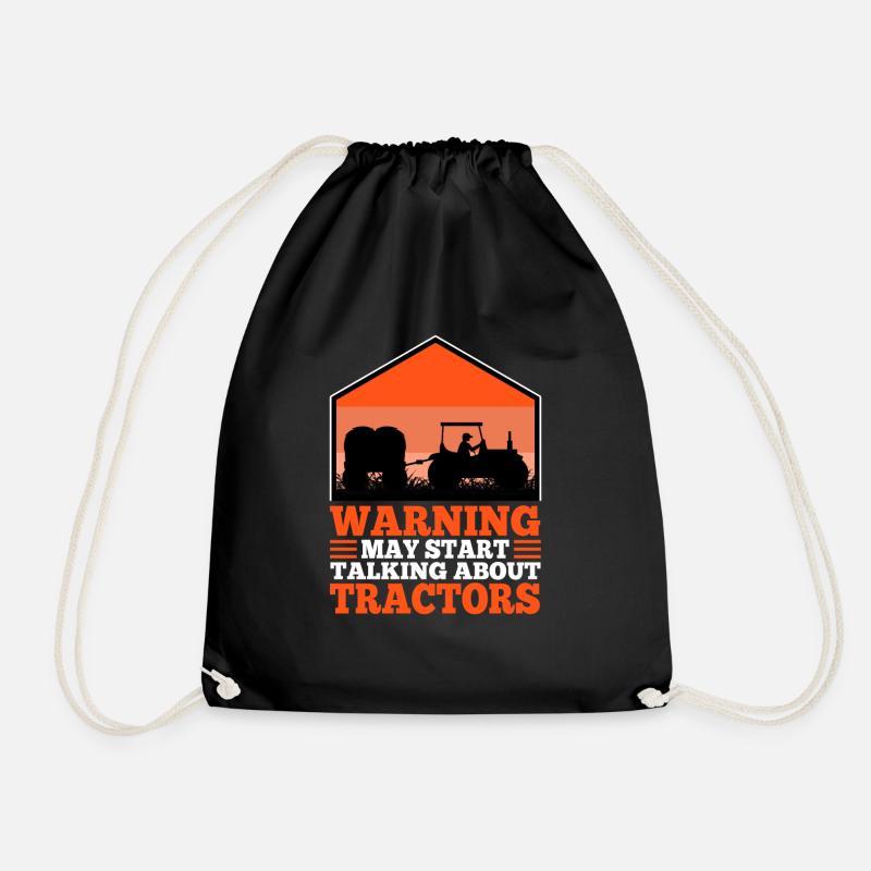 Warning may start talking about tractors - Turnbeutel - Schwarz