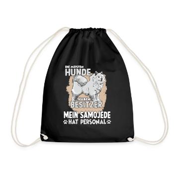 Samojede Hundebesitzer Gassi Witziges Hundehalter - Turnbeutel - Schwarz - Vorne