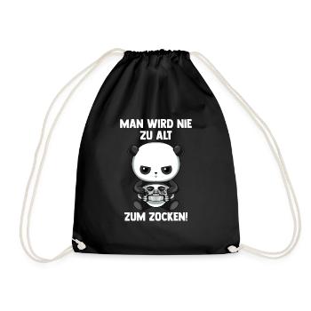 Lustiger Gaming Panda - Man Wird Nie Zu Alt zum - Turnbeutel - Schwarz - Vorne