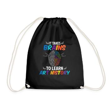 Brains To Learn Art History - Drawstring Bag - black - Front