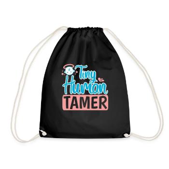 Baby Sitting Tiny Human Tamer - Drawstring Bag - black - Front