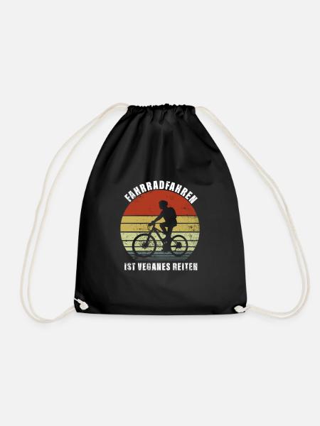 Fahrradfahren Ist Veganes Reiten Tierschützer - Turnbeutel - Schwarz