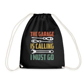 The Garage Is Calling I Must Go Mechanic Tool Wor - Drawstring Bag - black - Front