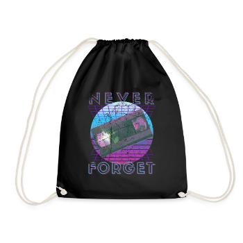 Never Forget Retro 80s 90s Nostalgia - Drawstring Bag - black - Front
