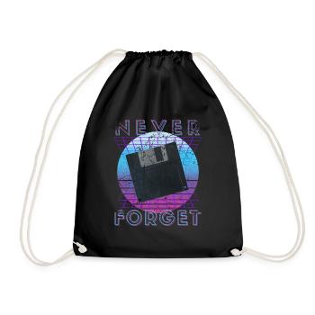 Never Forget Retro 80s 90s Nostalgia - Drawstring Bag - black - Front
