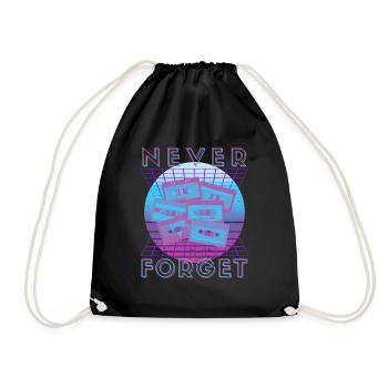 Never Forget Retro 80s 90s Nostalgia - Drawstring Bag - black - Front