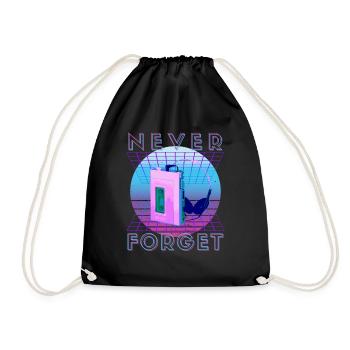 Never Forget Retro 80s 90s Nostalgia - Drawstring Bag - black - Front