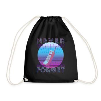 Never Forget Retro 80s 90s Nostalgia - Drawstring Bag - black - Front