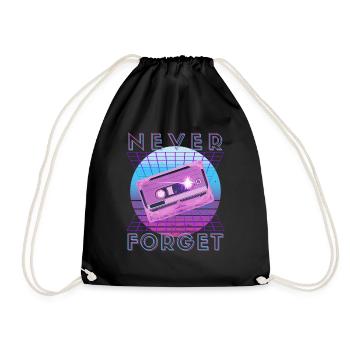 Never Forget Retro 80s 90s Nostalgia - Drawstring Bag - black - Front