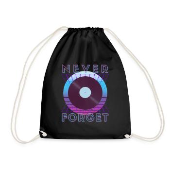 Never Forget Retro 80s 90s Nostalgia - Drawstring Bag - black - Front