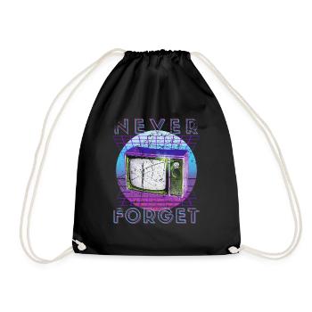 Never Forget Retro 80s 90s Nostalgia - Drawstring Bag - black - Front
