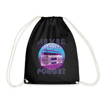 Never Forget Retro 80s 90s Nostalgia - Drawstring Bag - black - Front