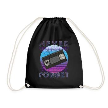 Never Forget Retro 80s 90s Nostalgia - Drawstring Bag - black - Front