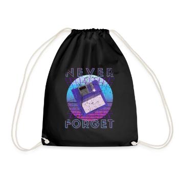 Never Forget Retro 80s 90s Nostalgia - Drawstring Bag - black - Front