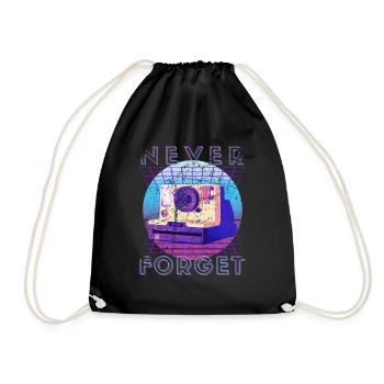 Never Forget Retro 80s 90s Nostalgia - Drawstring Bag - black - Front
