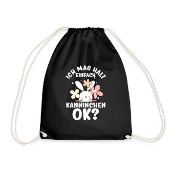 Häschen Kaninchen - Ich mag halt einfach Kaninchen - Turnbeutel - Schwarz - Vorne