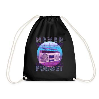Never Forget Retro 80s 90s Nostalgia - Drawstring Bag - black - Front