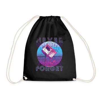 Never Forget Retro 80s 90s Nostalgia - Drawstring Bag - black - Front