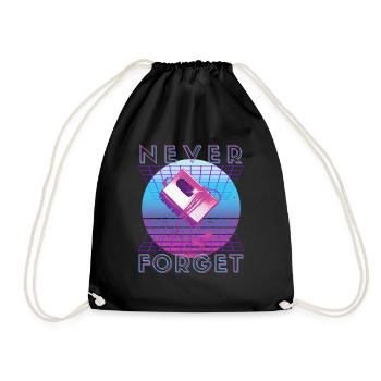 Never Forget Retro 80s 90s Nostalgia - Drawstring Bag - black - Front