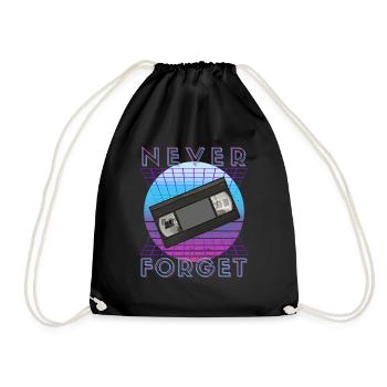 Never Forget Retro 80s 90s Nostalgia - Drawstring Bag - black - Front