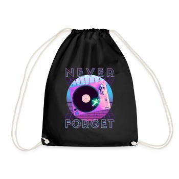Never Forget Retro 80s 90s Nostalgia - Drawstring Bag - black - Front