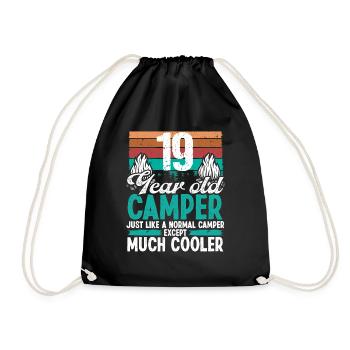 19 Year Old Camper Scouting Camping 19 Birthday - Drawstring Bag - black - Front
