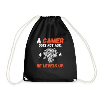 A gamer does not age he levels up fun gaming - Drawstring Bag - black - Front