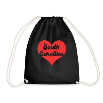 America Citizen US State Heart Love South Carolina - Drawstring Bag - black - Front
