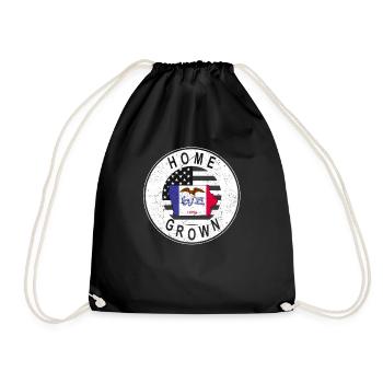 Land Map America US Flag Home Grown Iowa - Drawstring Bag - black - Front