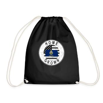 Land Map America US Flag Home Grown Kansas - Drawstring Bag - black - Front