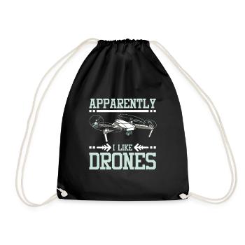 Apparently I like Drones - Drawstring Bag - black - Front