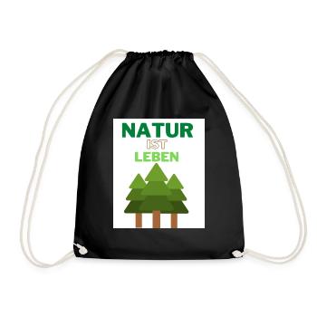 Natur ist Leben Baum Naturschutz - Turnbeutel - Schwarz - Vorne