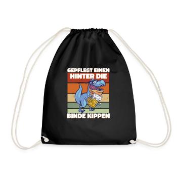 Saufen Bier Trinken - Lustiges Dinosaurier Saufen - Turnbeutel - Schwarz - Vorne